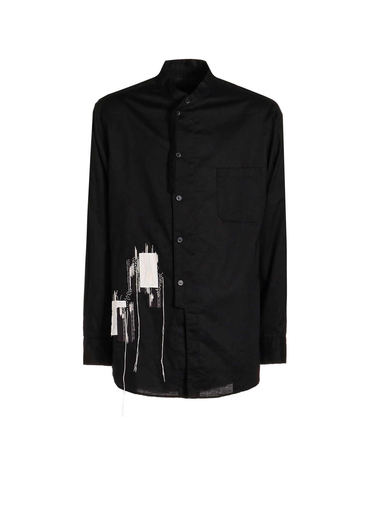 Stylish Cotton Twill Boro Applique Stand Collar Shirt for Men & Women | Vintage-Inspired Casual Wear for Everyday Outfits