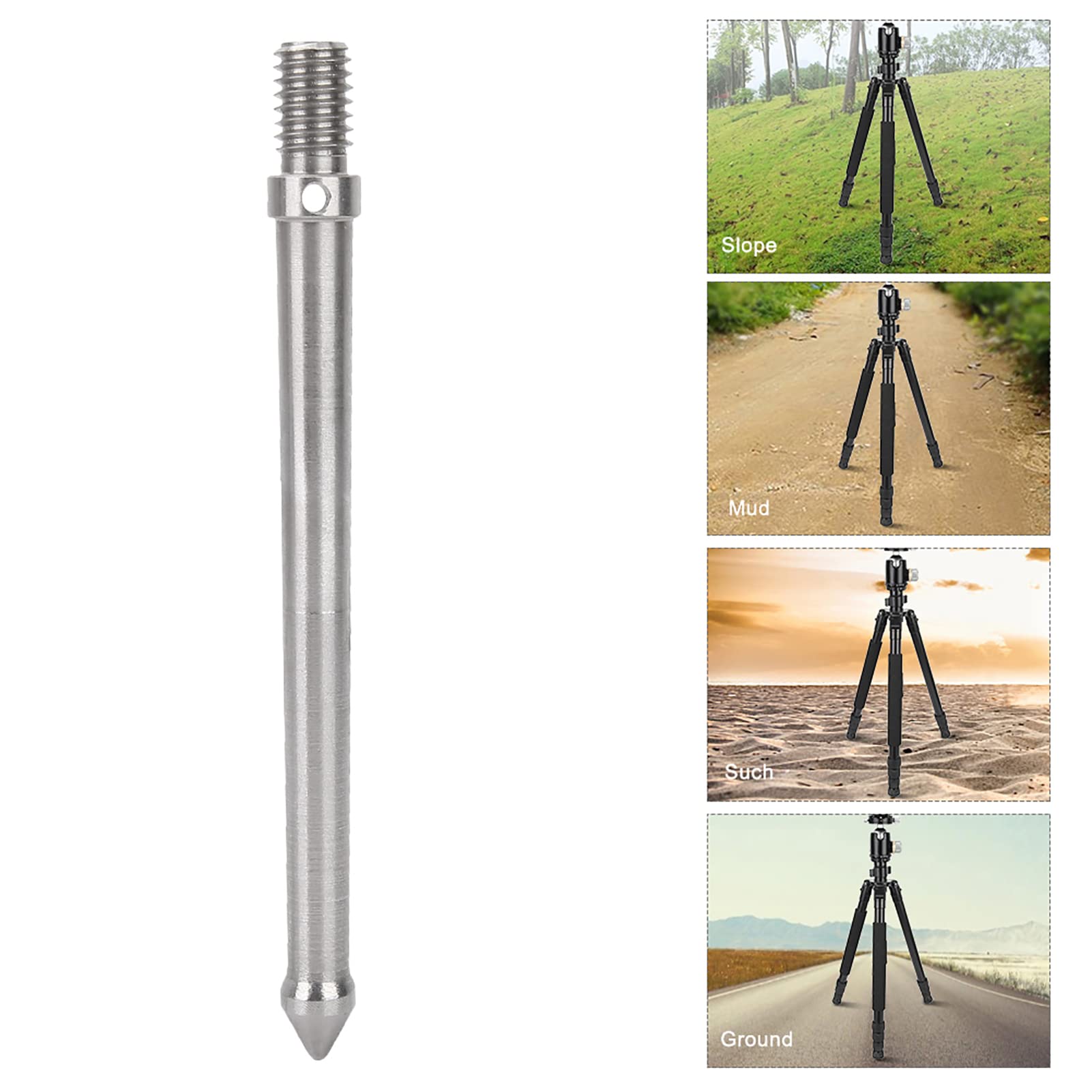 Stainless Steel Spike Mount Adapter for Tripod & Monopod - 3/8 Inch Screw Thread Camera Accessories (12cm) - Perfect for Outdoor Photography, Hiking & Wildlife Shooting