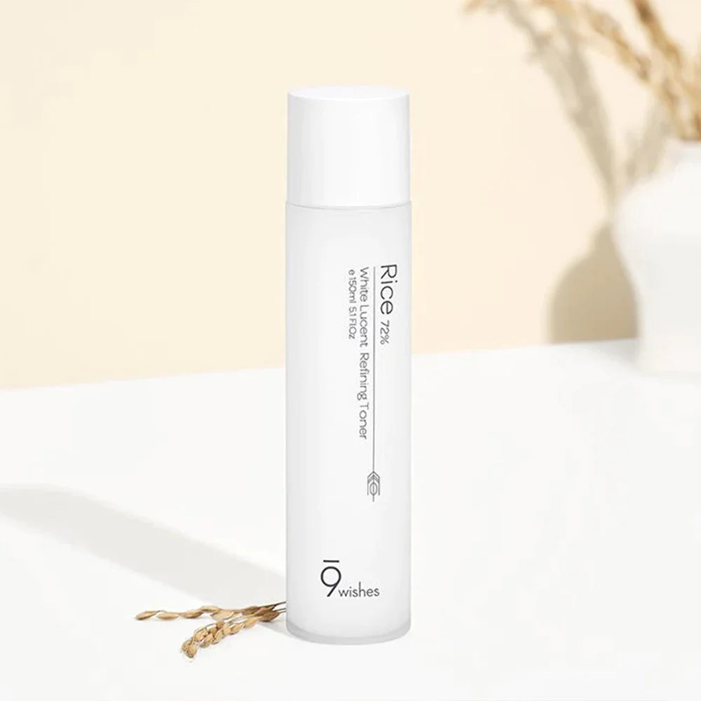 9wishes Rice 72% White Lucent Refining Toner 150ml - Korean Brightening Facial Toner for Glowing Skin | Hydrating & Soothing for Daily Skincare Routine