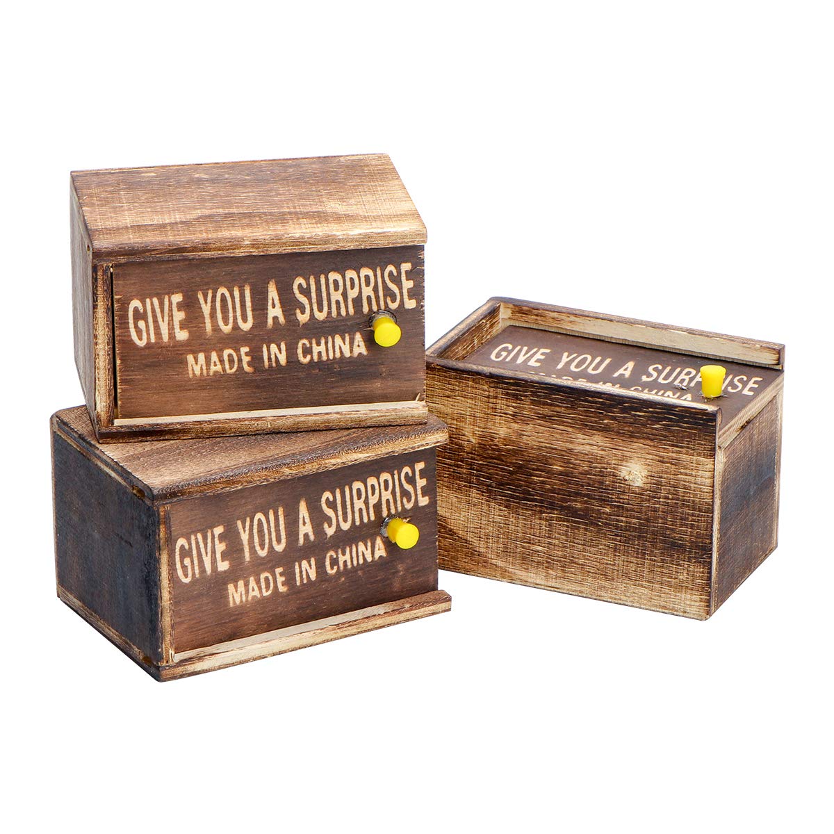 iFundom Halloween Prank Scary Wooden Box with Surprise Spider Toy - 3 Pack Funny Trick Joke Gifts for Adults & Kids - Perfect for Halloween Decorations, Party Pranks & Scary Gags (Random Patterns)