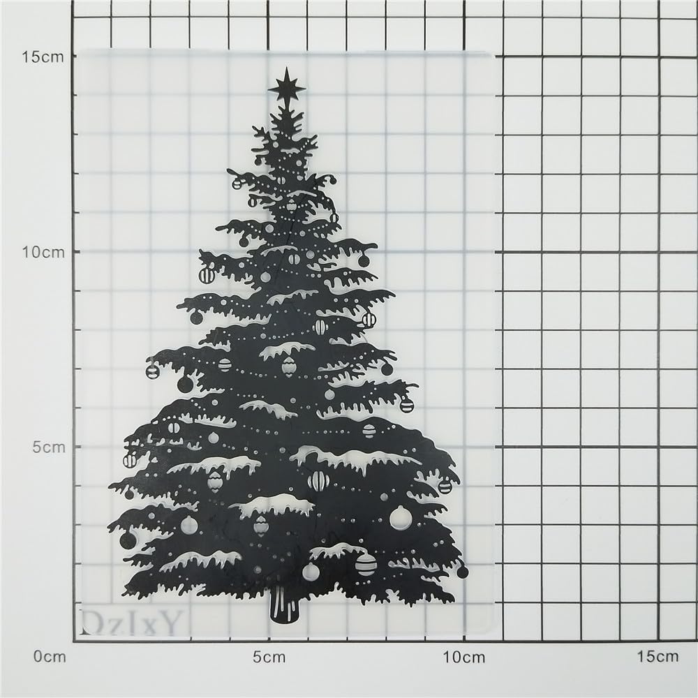 Christmas Tree Plastic Embossing Folders for Card Making - DIY 3D Scrapbooking Stencils & Craft Templates - Perfect for Holiday Cards, Albums, and Paper Decorations