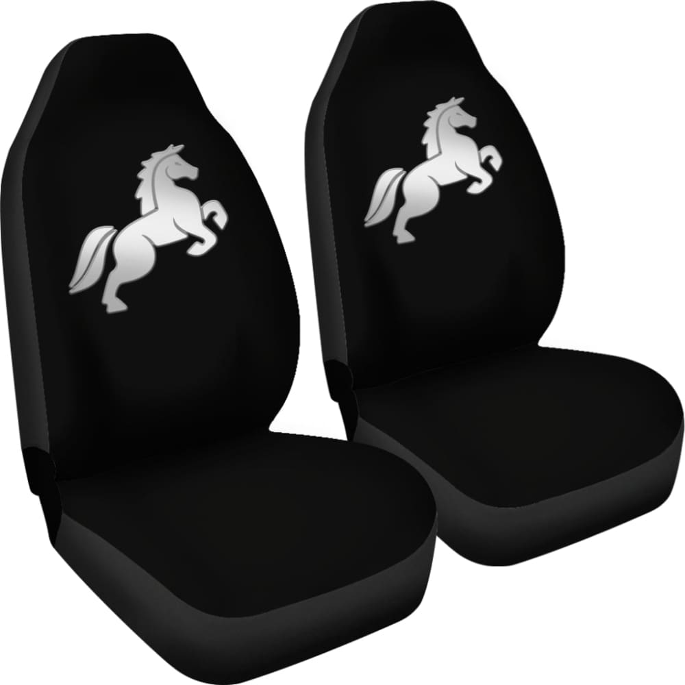 Custom Black Mustang Horse Silhouette Car Seat Covers - Premium Fit for Ford Mustang & Other Vehicles - Perfect for Car Enthusiasts & Horse Lovers (Set of 2)