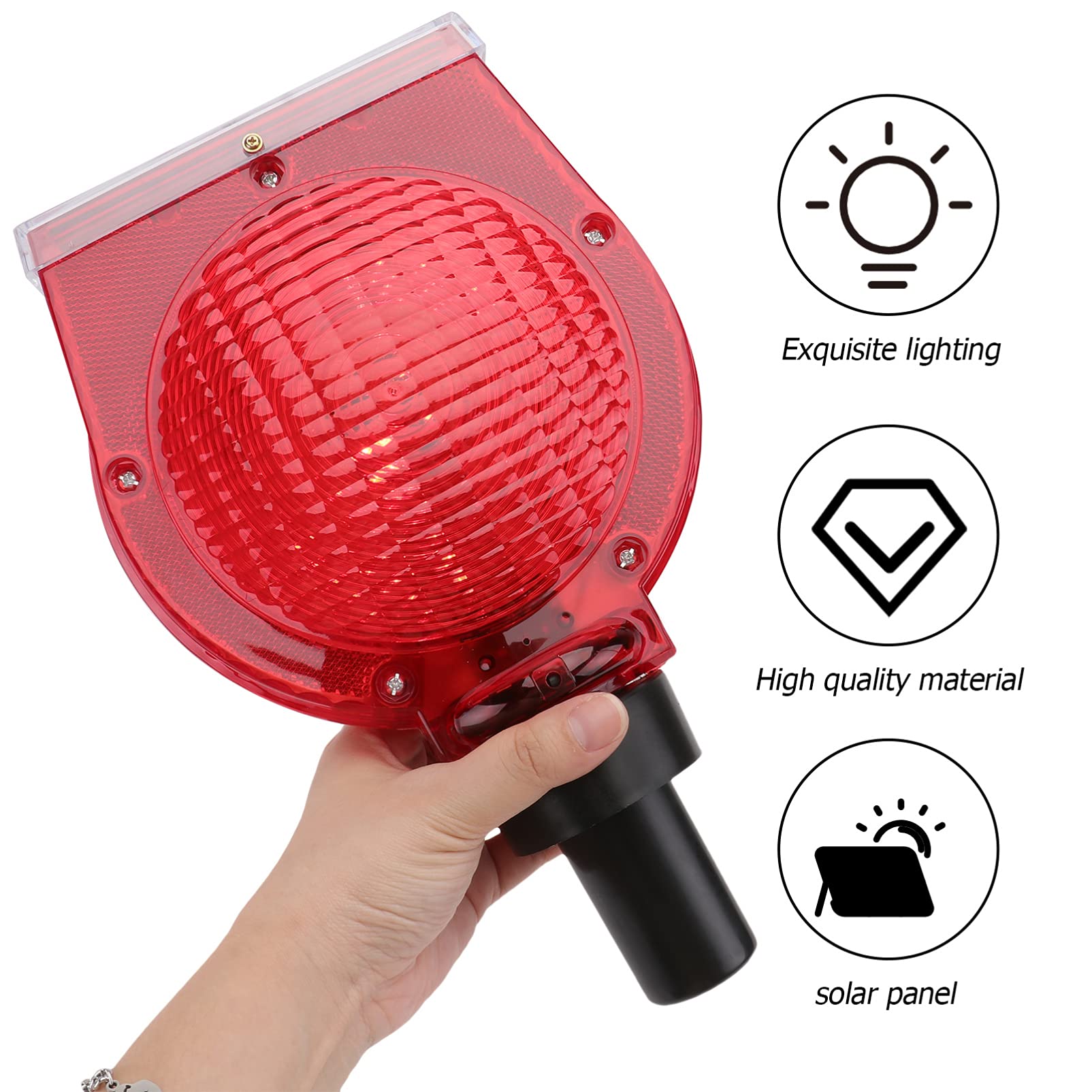 1PC Professional Solar-Powered LED Emergency Strobe Light - Waterproof Red Warning Signal Light for Construction, Traffic, and Outdoor Safety - Ideal for Road Barricades, Cones, and Hazard Zones