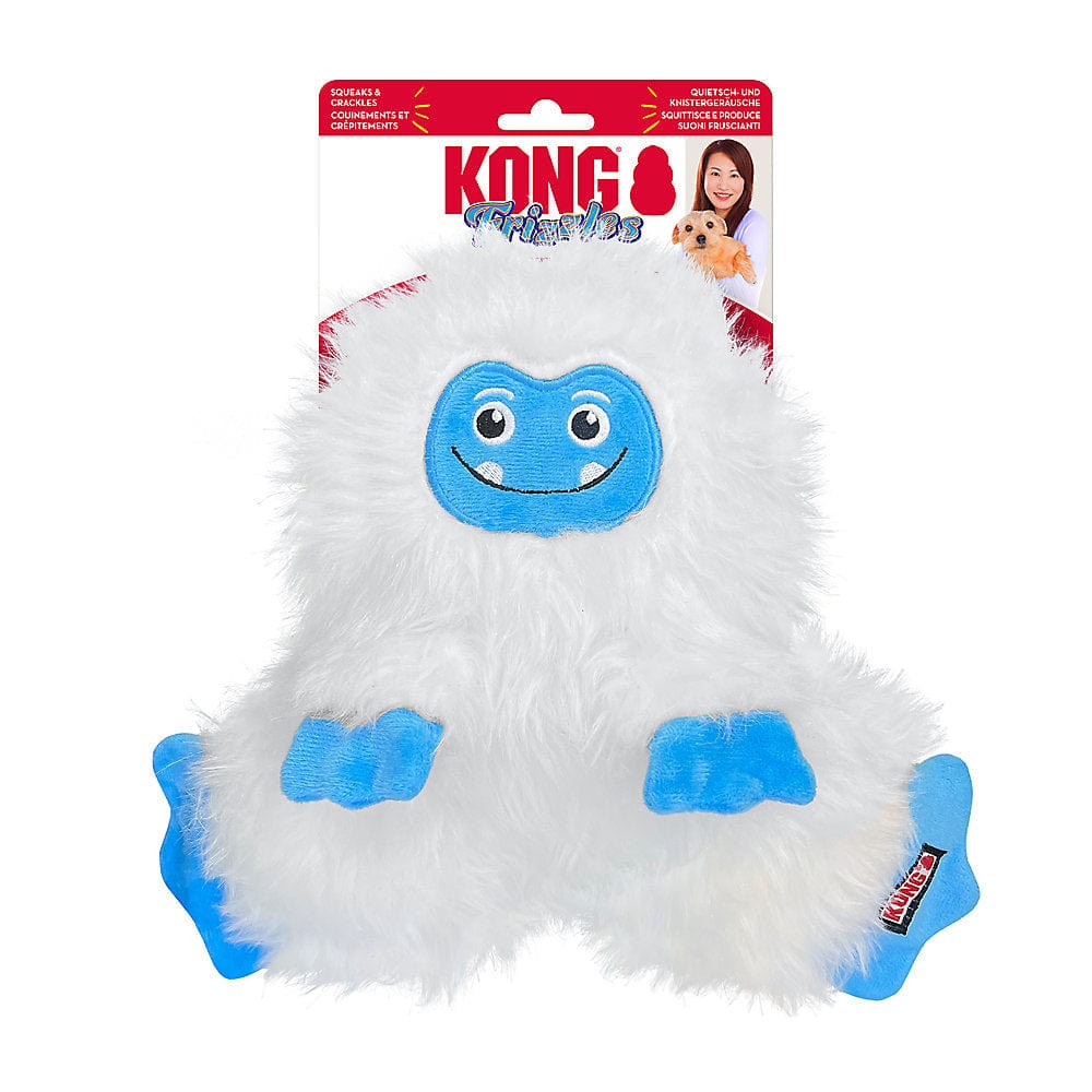 KONG Holiday Frizzles Yeti Chew Toy for Medium & Large Dogs - Durable Interactive Dog Chew Toy for Aggressive Chewers, Christmas Gift for Pets