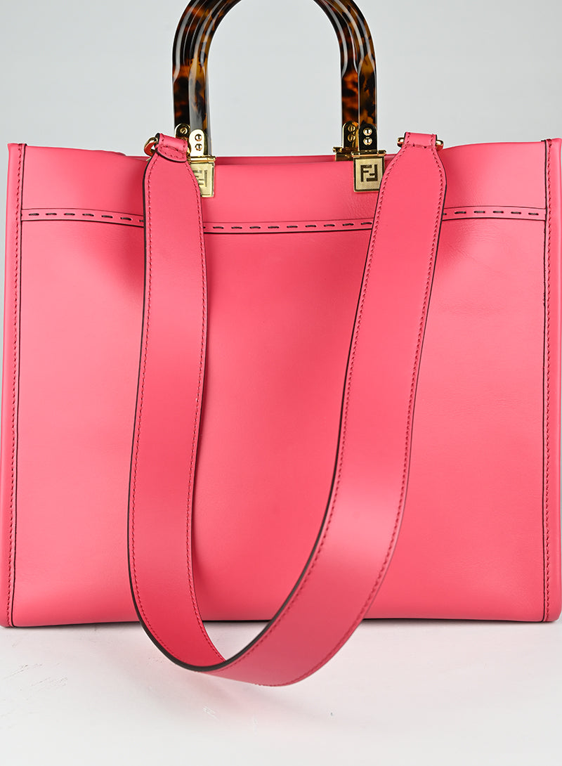 Fendi Red Leather Shopper Tote Bag - Stylish & Spacious Handbag for Women, Perfect for Work, Travel & Everyday Use
