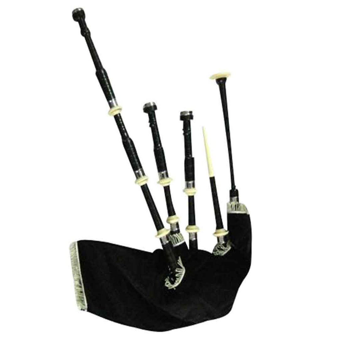 Premium African Blackwood Highland Bagpipes with Chrome Ferrules & Ivory Accents - Perfect for Traditional Scottish Music, Ceremonies & Performances
