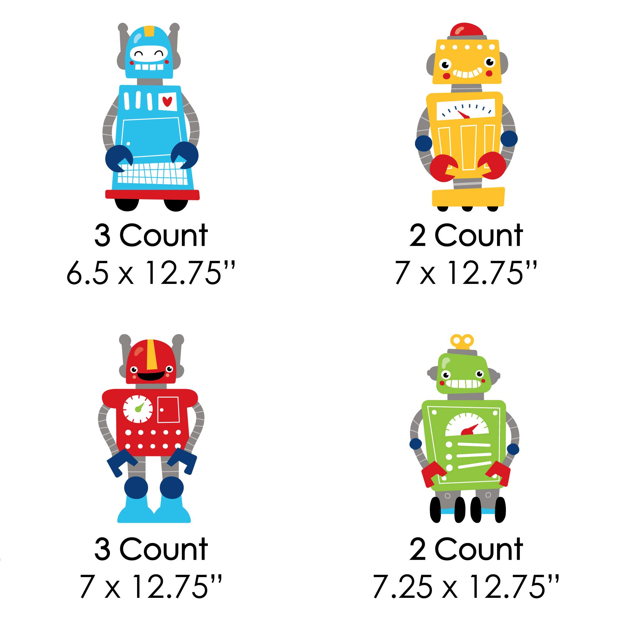 Big Dot of Happiness Gear Up Robots - 10-Piece Outdoor Lawn Decorations Set for Birthday Parties, Baby Showers, and Garden Decor - Perfect for Kids' Events and Backyard Celebrations