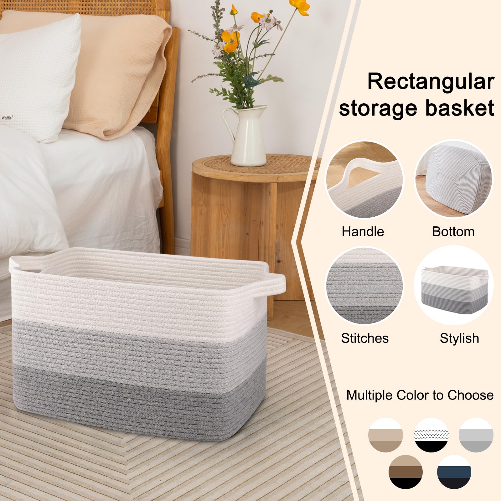 OIAHOMY Cotton Rope Storage Basket - 17.7