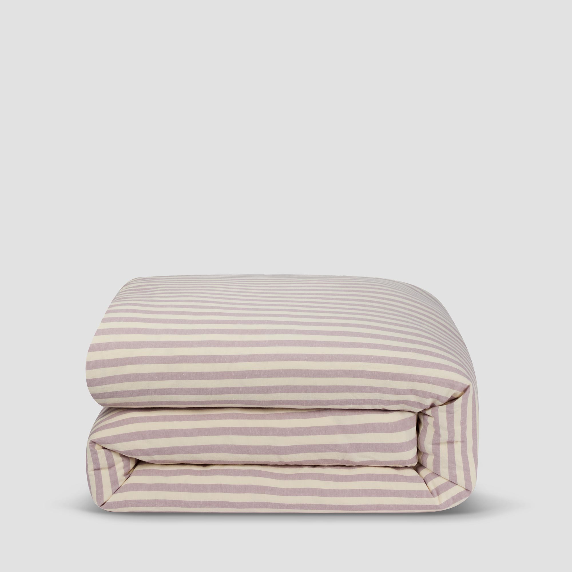Premium Elderberry Pembroke Stripe Linen Blend Duvet Cover Set - Soft & Breathable Bedding for All Seasons - Perfect for Master Bedroom, Guest Room & Vacation Homes