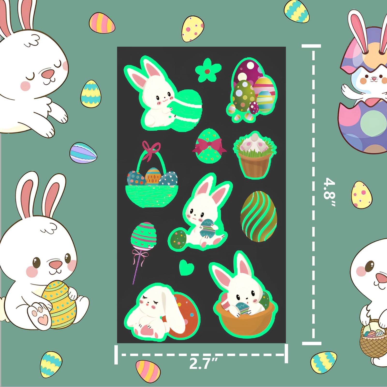 Glow in the Dark Easter Temporary Tattoos for Kids - 111 Styles Bunny Rabbit Egg Fake Tattoos | Easter Basket Stuffers, Party Favors, Goodie Bag Fillers & Holiday Decorations | Perfect for Easter Egg Hunts, Classroom Rewards & Spring Celebrations