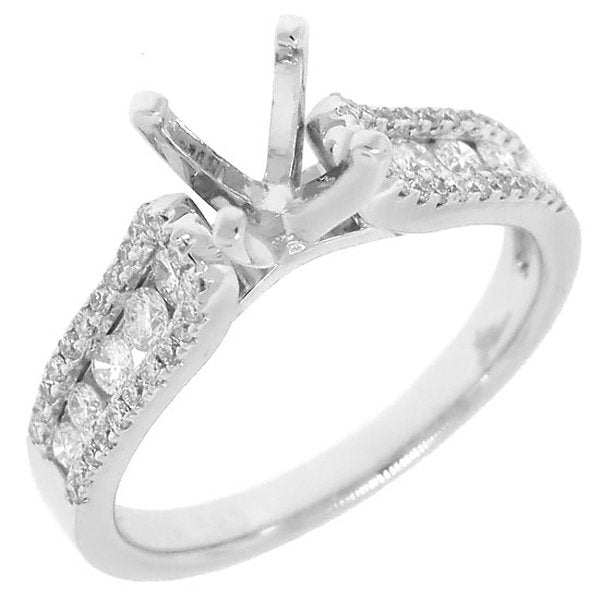 14K Gold 0.55 CTW Diamond Channel Setting Mounting for 1-1.25 CT Round Diamond - Perfect for Engagement Rings & Wedding Bands