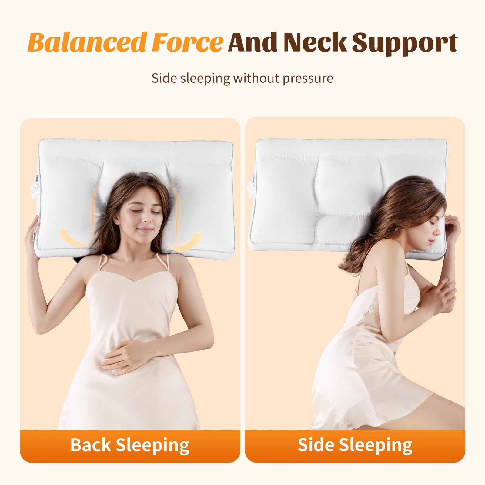 Premium Goose Down Pillow for Neck Pain Relief - 1550+ Fill Power, 600 Thread Count Cotton Cover - Orthopedic Cervical Support for Side, Back & Stomach Sleepers - King Size White Pillow (1-Pack) - Ideal for Home, Hotel & Travel Use