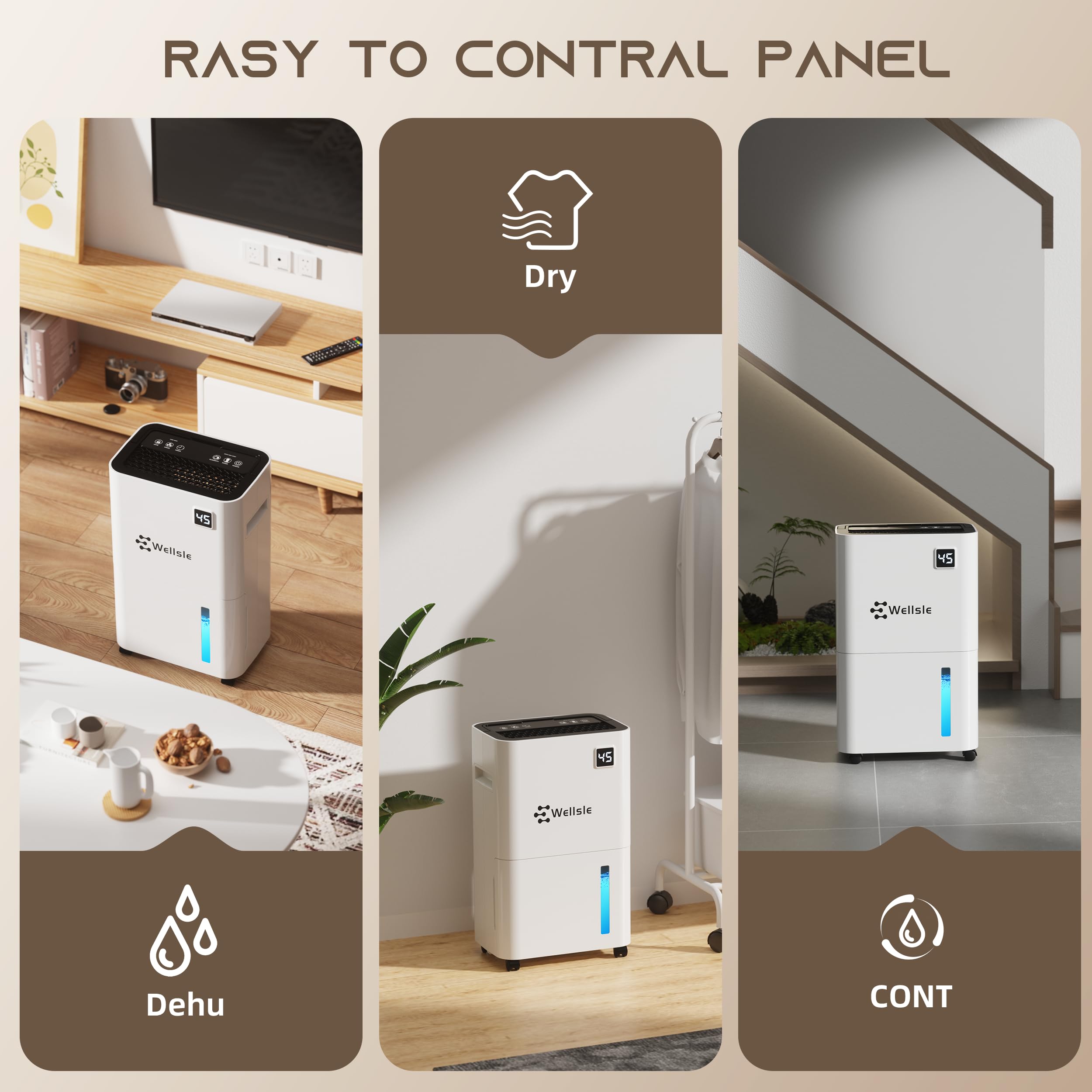 3500 Sq. Ft Energy Efficient Dehumidifier - 50 Pint Smart Quiet Dehumidifier for Home, Basement, Bedroom & Bathroom with Drain Hose - 24HR Timer & 3 Working Modes - Perfect for Mold Prevention, Laundry Drying & Humidity Control