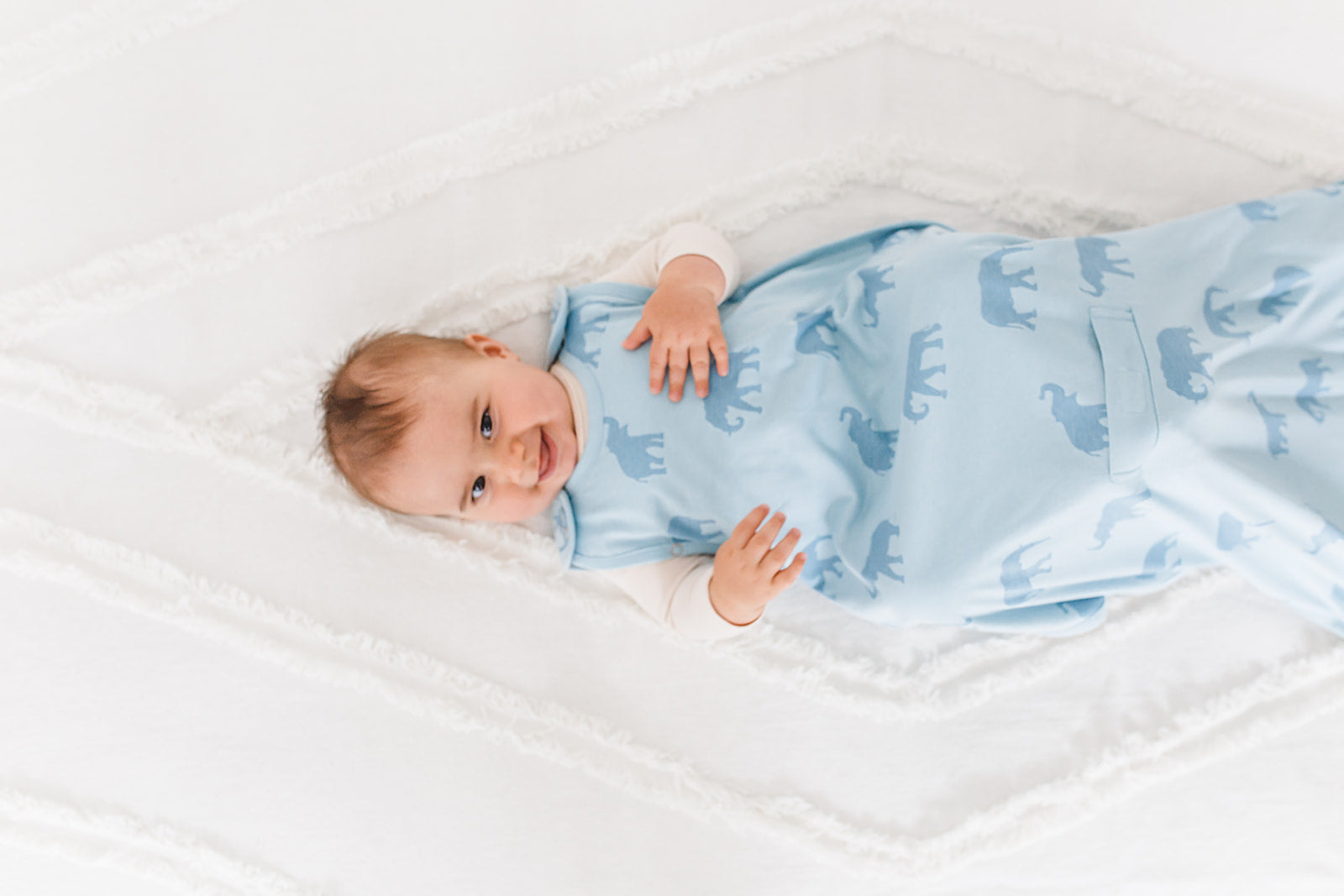 Ecolino® Adjustable Baby Sleep Sack - 100% Organic Cotton, Universal Size for 2 Months to 2 Years, Elephant Design - Perfect for Nursery, Daycare & Travel