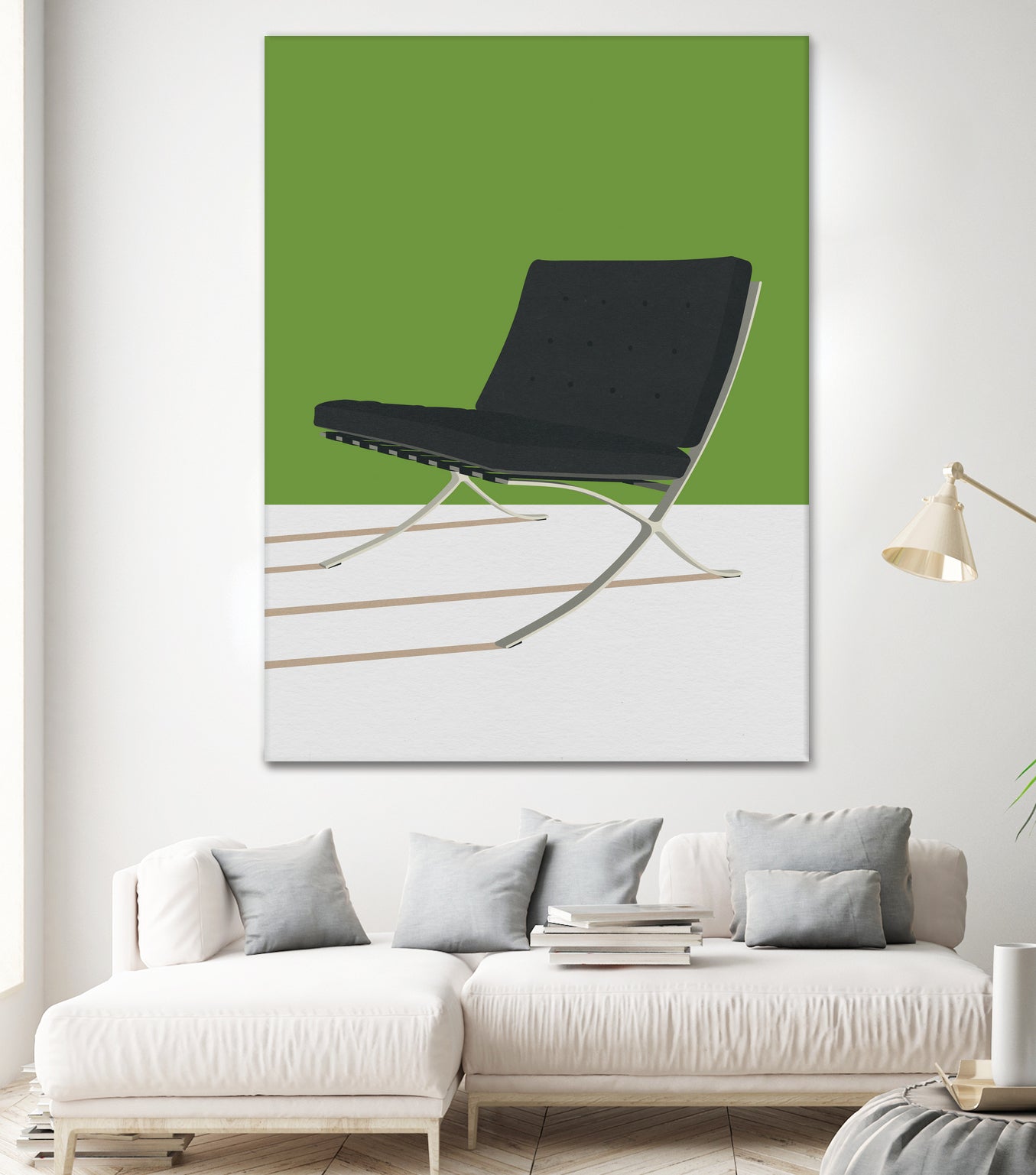 Authentic Barcelona Chair by Mies van der Rohe - Premium Green Leather Lounge Chair for Modern Living Room & Office Decor