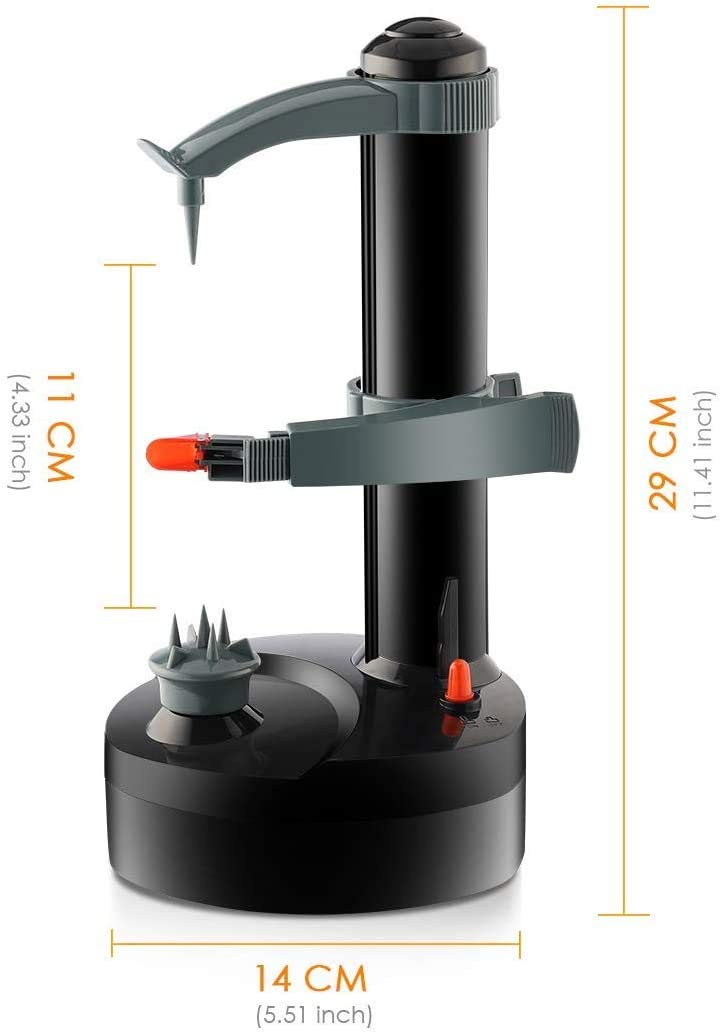 Electric Potato Peeler - Automatic Rotating Stainless Steel Vegetable & Fruit Peeler for Potatoes, Apples, Carrots - Kitchen Peeling Tool (Black) | Perfect for Home Cooking, Meal Prep & Commercial Kitchens