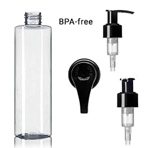 8 Pack 200ml Clear Refillable Plastic Square Pump Bottles - Travel Size Leak Proof Squeeze Containers for Shampoo, Lotion, Oil & Toiletries - Perfect for Gym, Travel & Home Organization