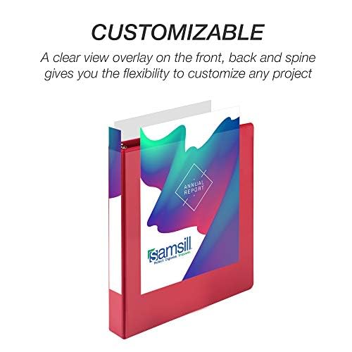 Samsill 1 Inch Durable D-Ring Binder with Clear View Cover - Customizable, Holds 225 Pages, 4-Pack (Red) - Perfect for School, Office & Home Organization - Made in USA