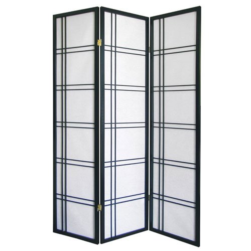 Dorel 00R542BK Girard 3-Panel Room Divider Screen - Black Folding Privacy Partition for Home, Office & Studio Decor