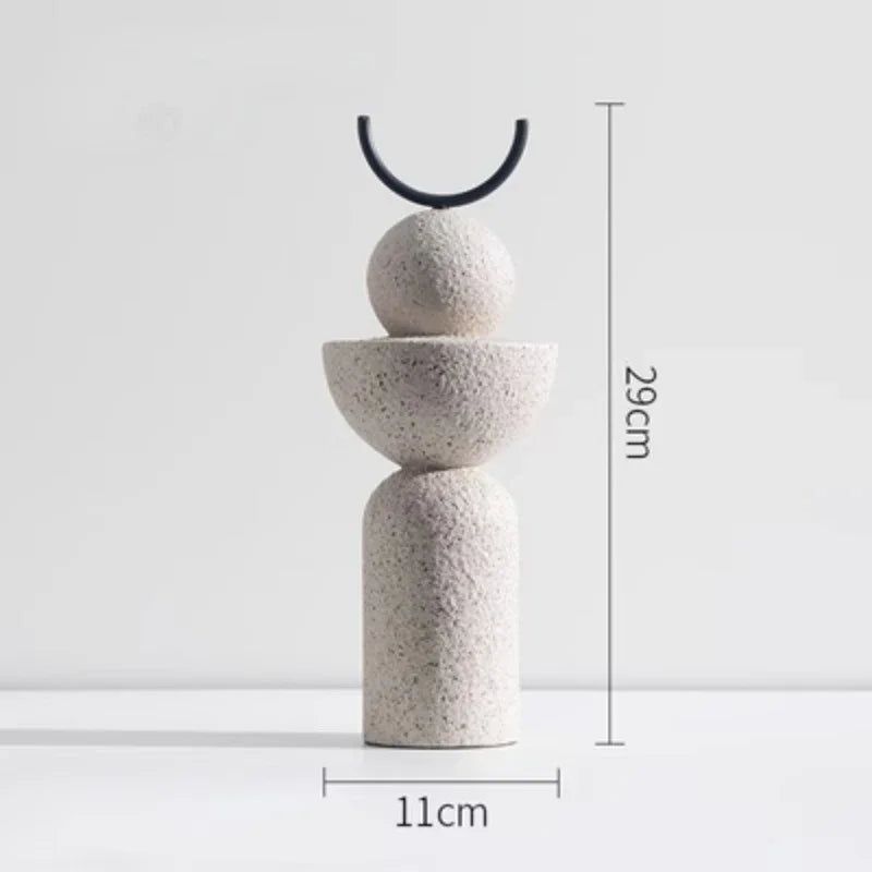 Abstract Geometric Sandstone Statue - Modern Home Decor Art Piece for Living Room, Office & Garden