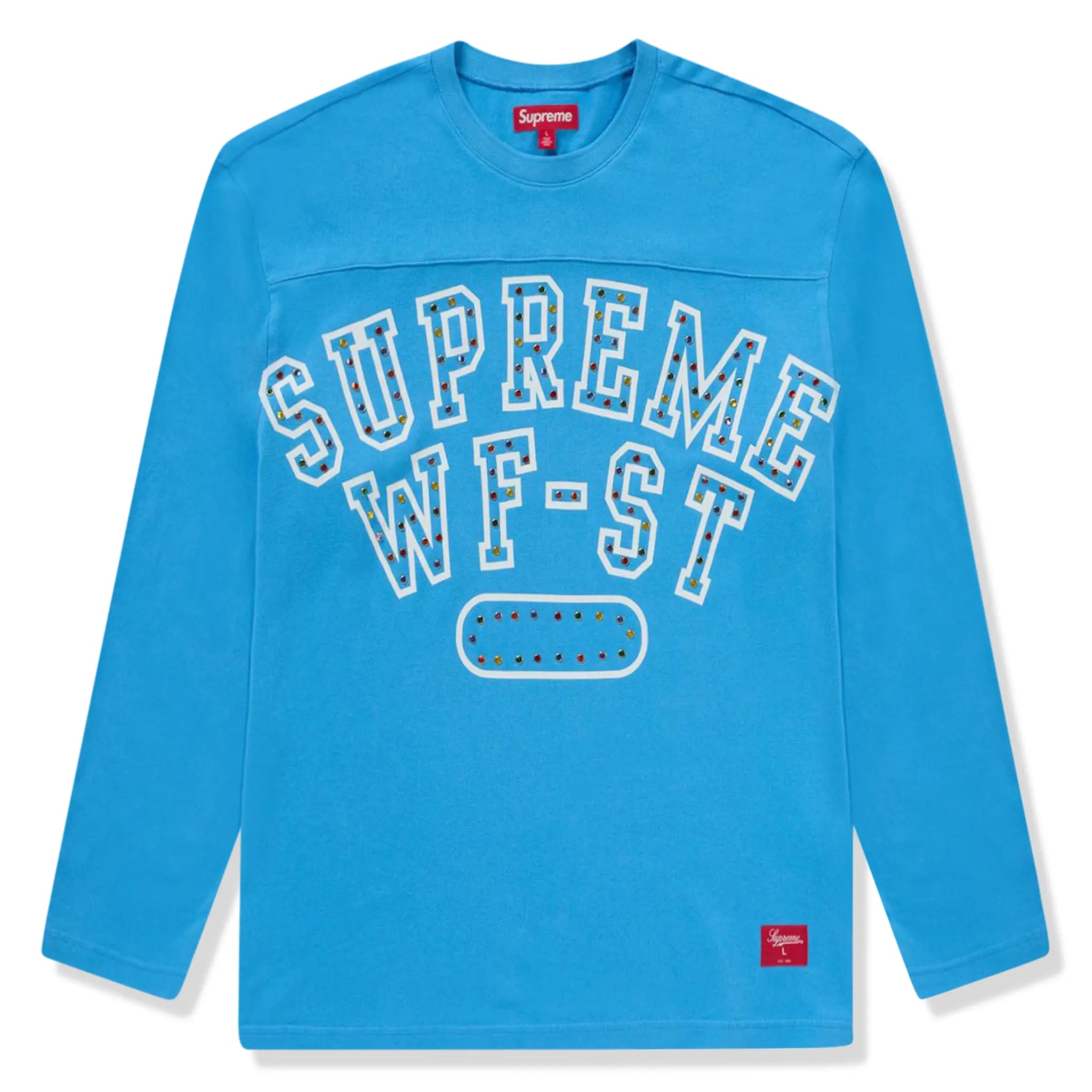 Supreme Athletic Studded Long Sleeve Blue T-Shirt for Men - Comfortable Workout & Streetwear Fashion