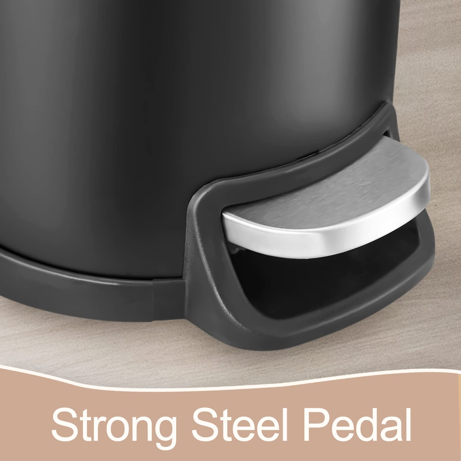Black Step-on Metal Kitchen Trash Can Set with Lid - 10.6 & 2.6 Gallon Combo for Kitchen, Office, Bathroom - Odor Control & Hands-Free Waste Disposal for Home & Commercial Use