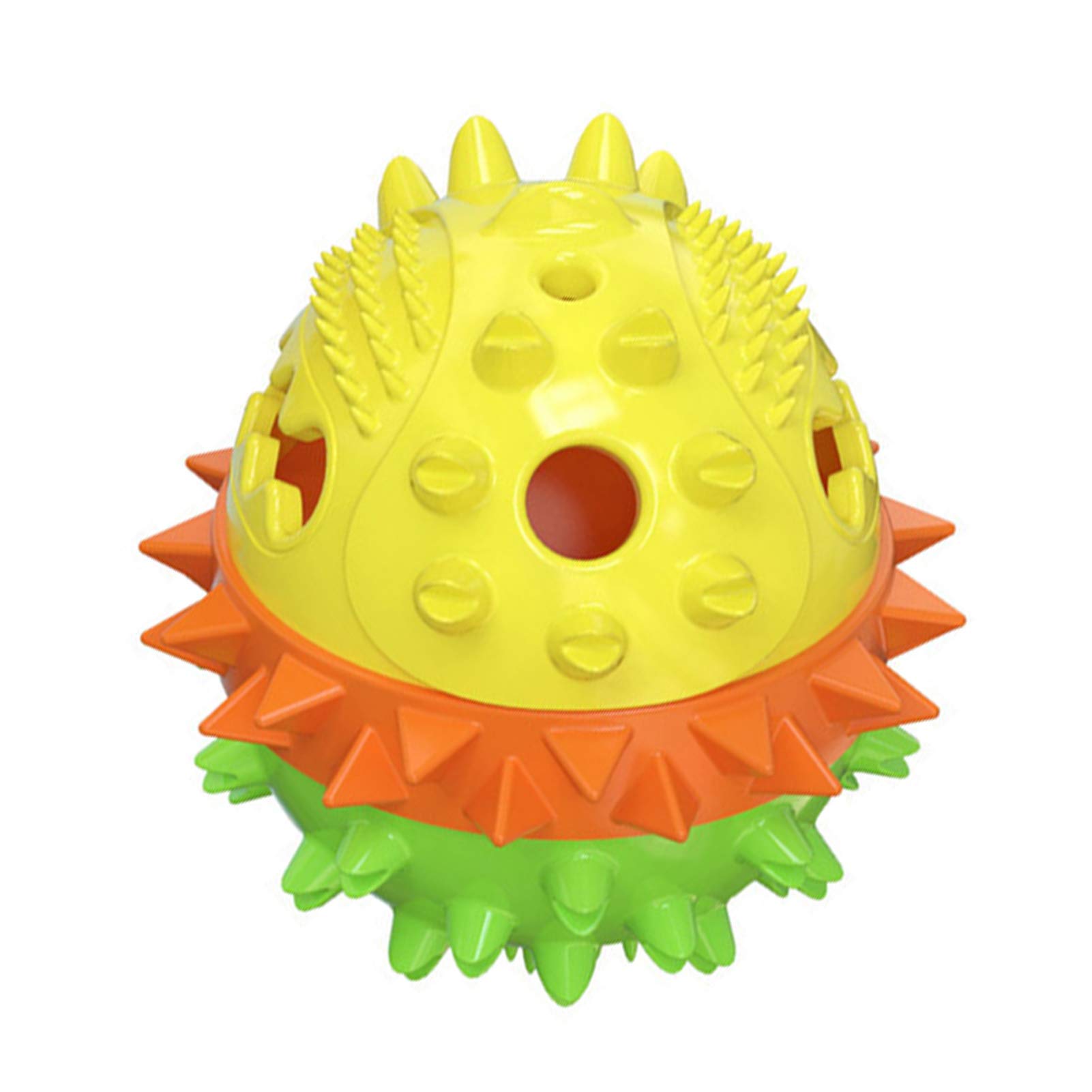 Durable Dog Chew Toys for Puppies - Squeaky Ball with Food Container & Teeth Cleaning - Interactive Training Toy for Small & Large Dogs (Yellow & Blue) - Perfect for Playtime, Teething Relief & Dental Health