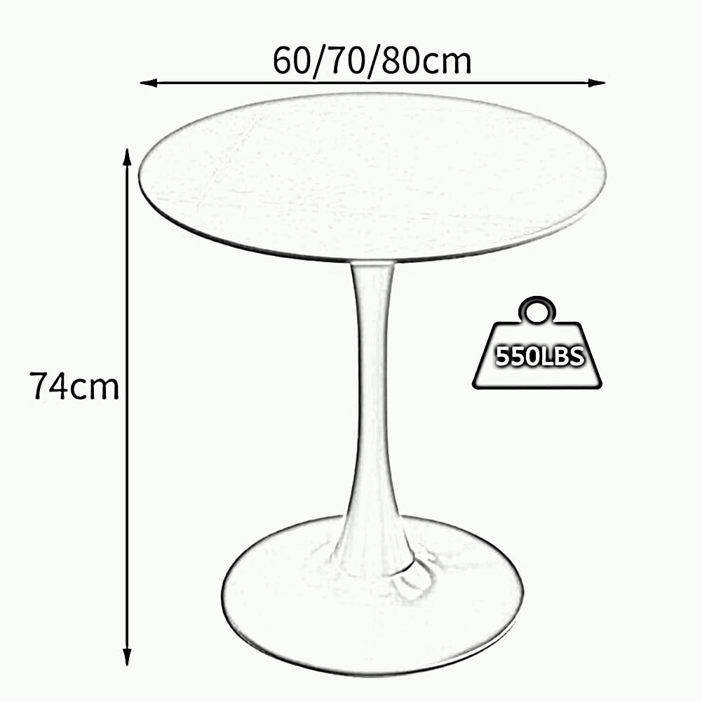 Modern Round Tulip Bistro Table with Granite Top & Metal Pedestal - Kitchen Dining Table, Coffee Table, End Table for Home, Cafe, Restaurant & Outdoor Use
