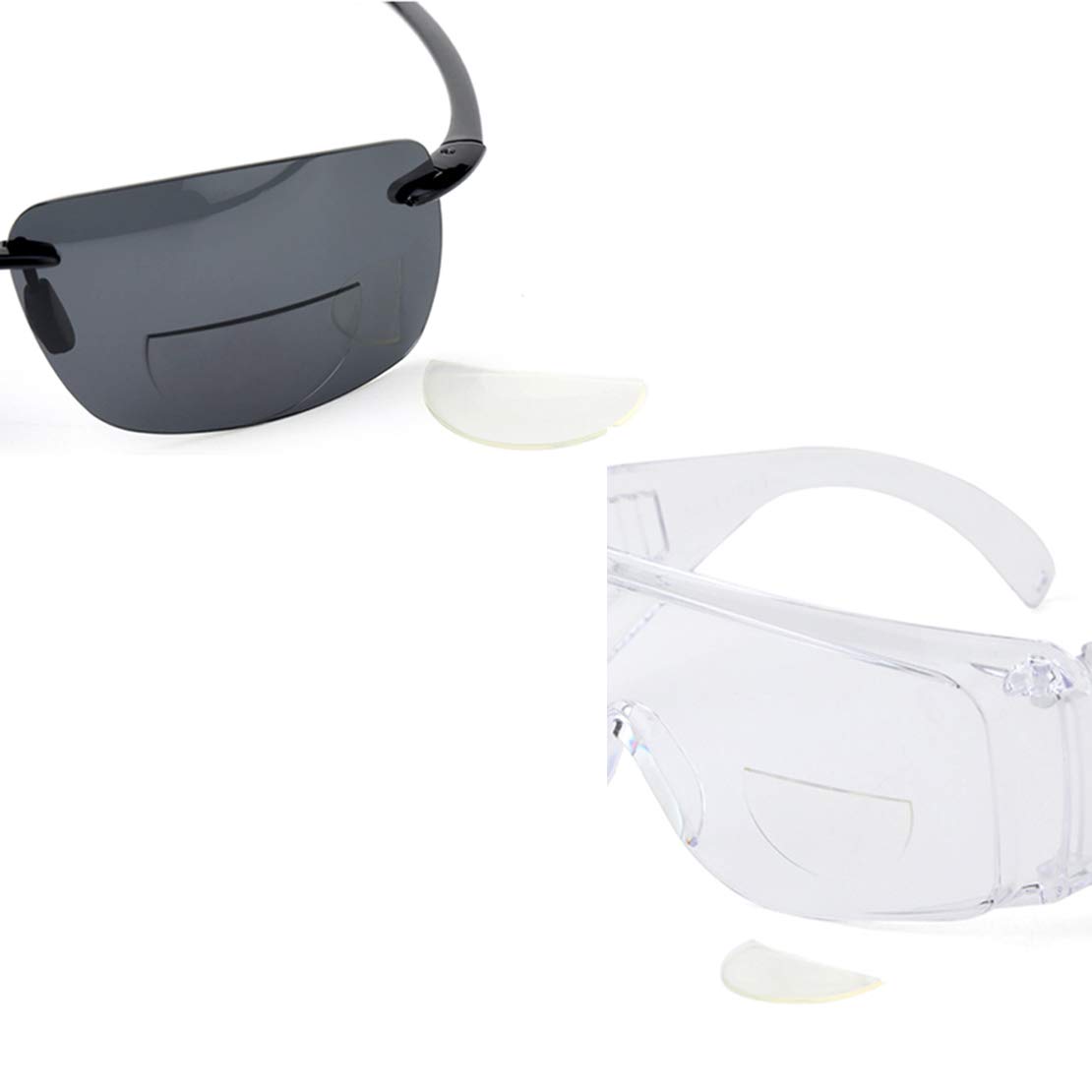 2 Pack +2.00 Reusable Stick-On Bifocal Reading Lenses - Magnifying Adhesive Lens Stickers for Sports Sunglasses & Safety Glasses - Perfect for Golf, Fishing, and Outdoor Activities (2 Pack, +2.0 Magnification)
