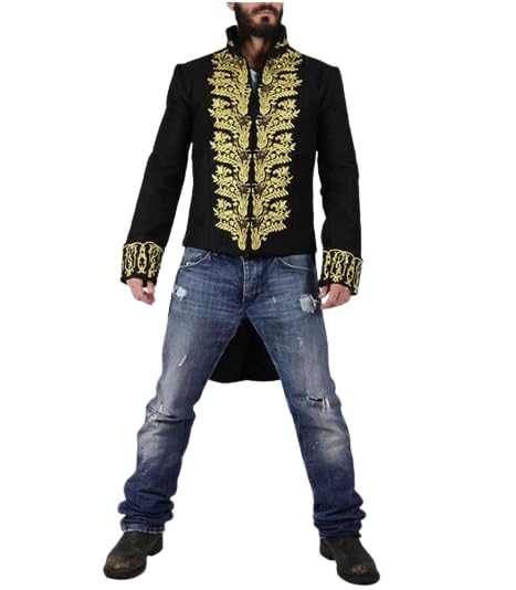 Handmade Vintage Cotton Tailcoat Jacket for Men - Elegant Black & Gold Embroidered Frock Coat | Formal Wear for Weddings, Parties & Special Occasions