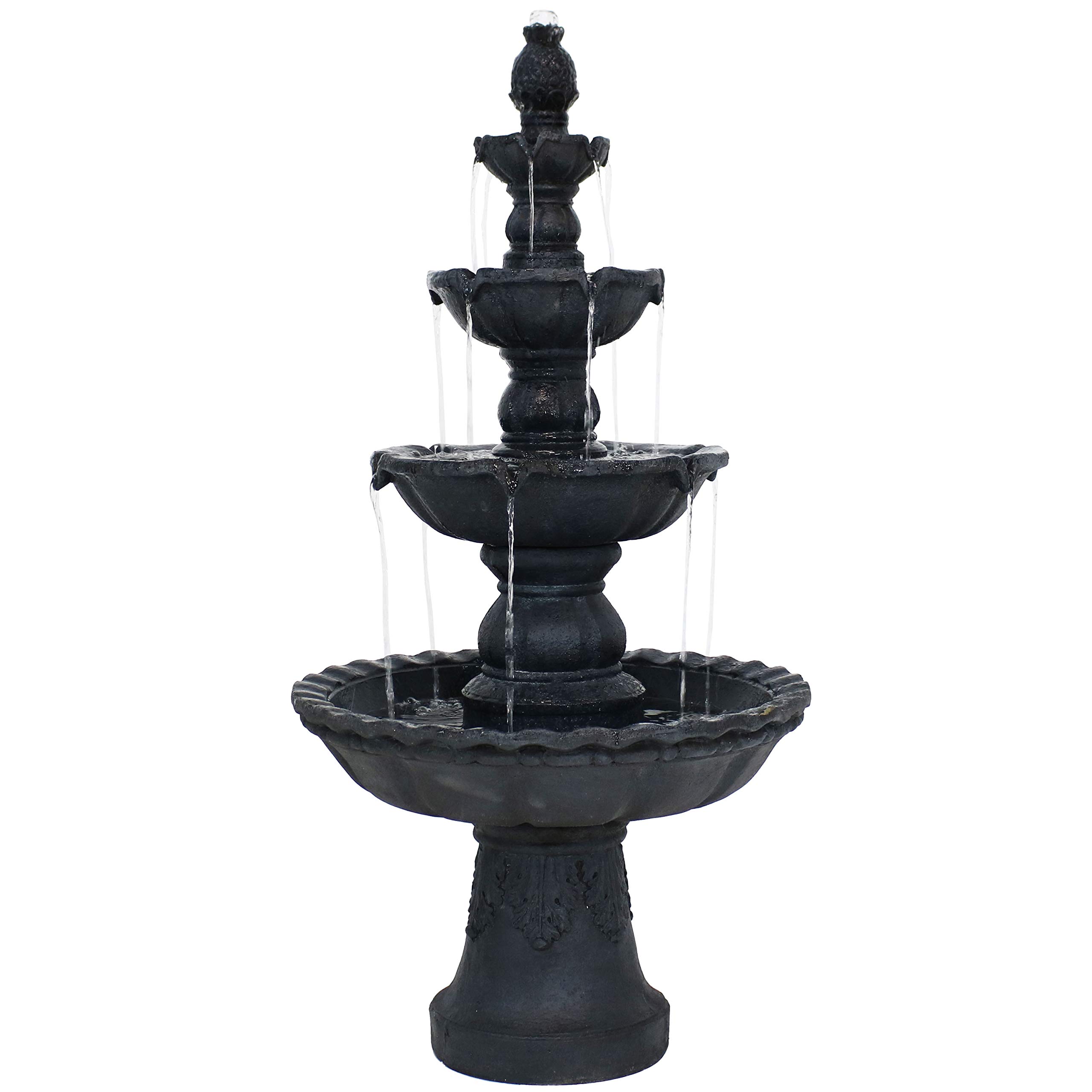 Sunnydaze 52-Inch 4-Tier Pineapple Outdoor Water Fountain - Large Garden Water Feature for Patio, Yard, or Backyard Decor - Black | Perfect for Relaxation, Meditation & Outdoor Ambiance