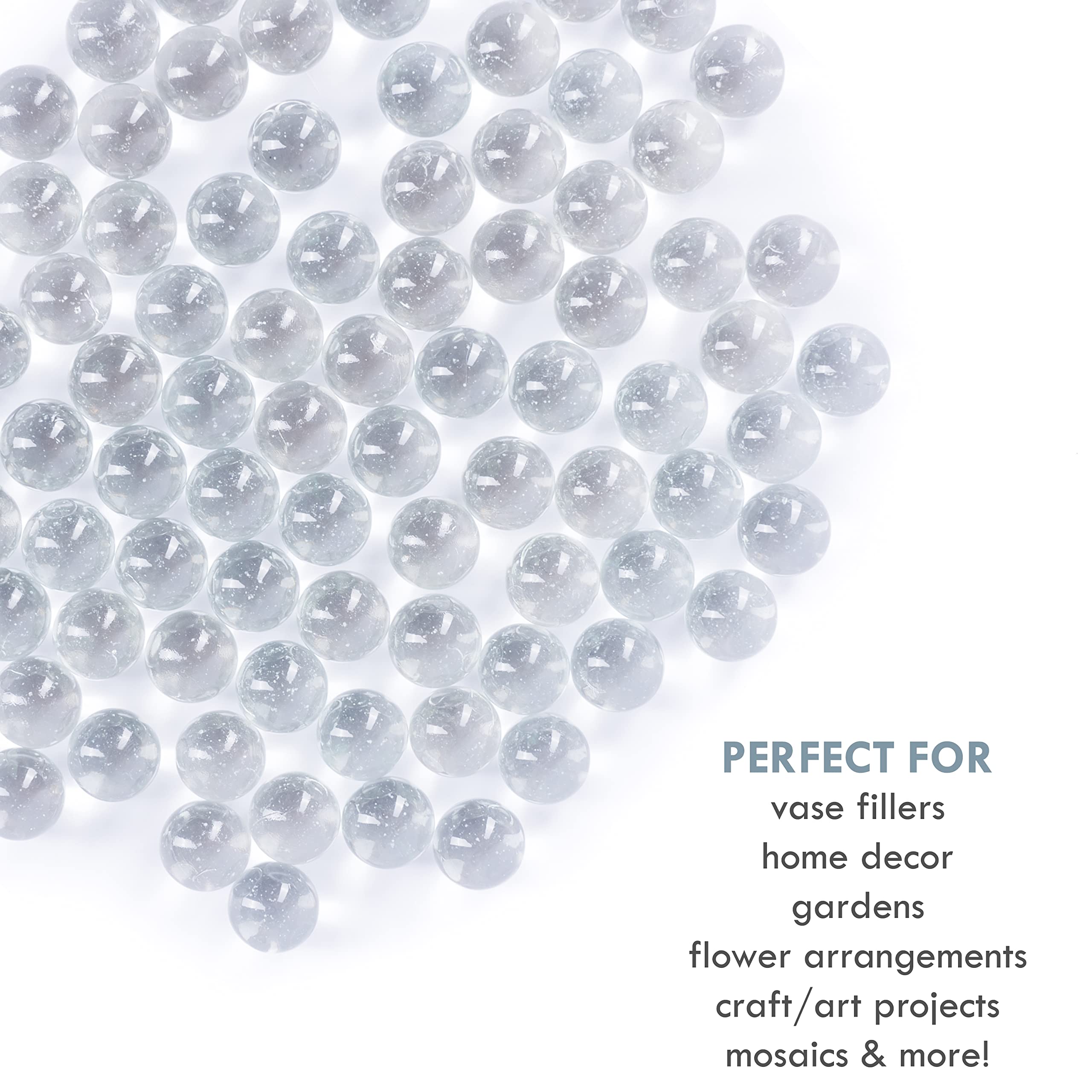 Galashield Clear Glass Marbles for Vases - 1lb Bulk Vase Fillers (80pcs) | Decorative Round Glass Beads for Home Decor, Centerpieces & Floral Arrangements | Perfect for Weddings, Events & DIY Crafts