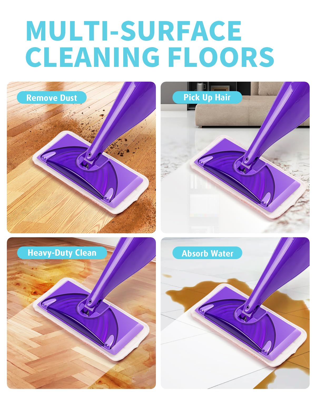**Power Scrubbing Reusable Mop Pads for Swiffer Wet Jet (6 Pack) – Washable Microfiber Wet & Dry Floor Cleaning Refills – Ideal for Kitchen, Bathroom & Hardwood Floors**