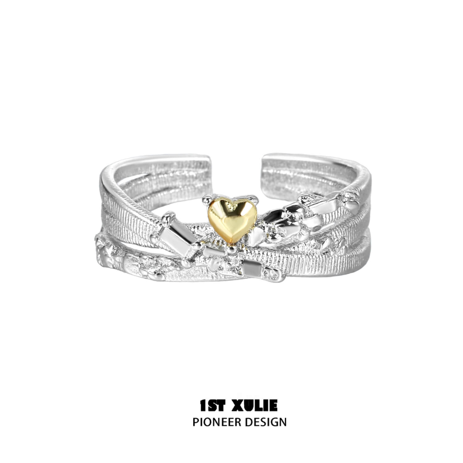 Immortal Lover S925 Sterling Silver Golden Heart Rings for Women - Elegant Couple Promise Rings for Anniversary, Valentine's Day Gift & Romantic Occasions