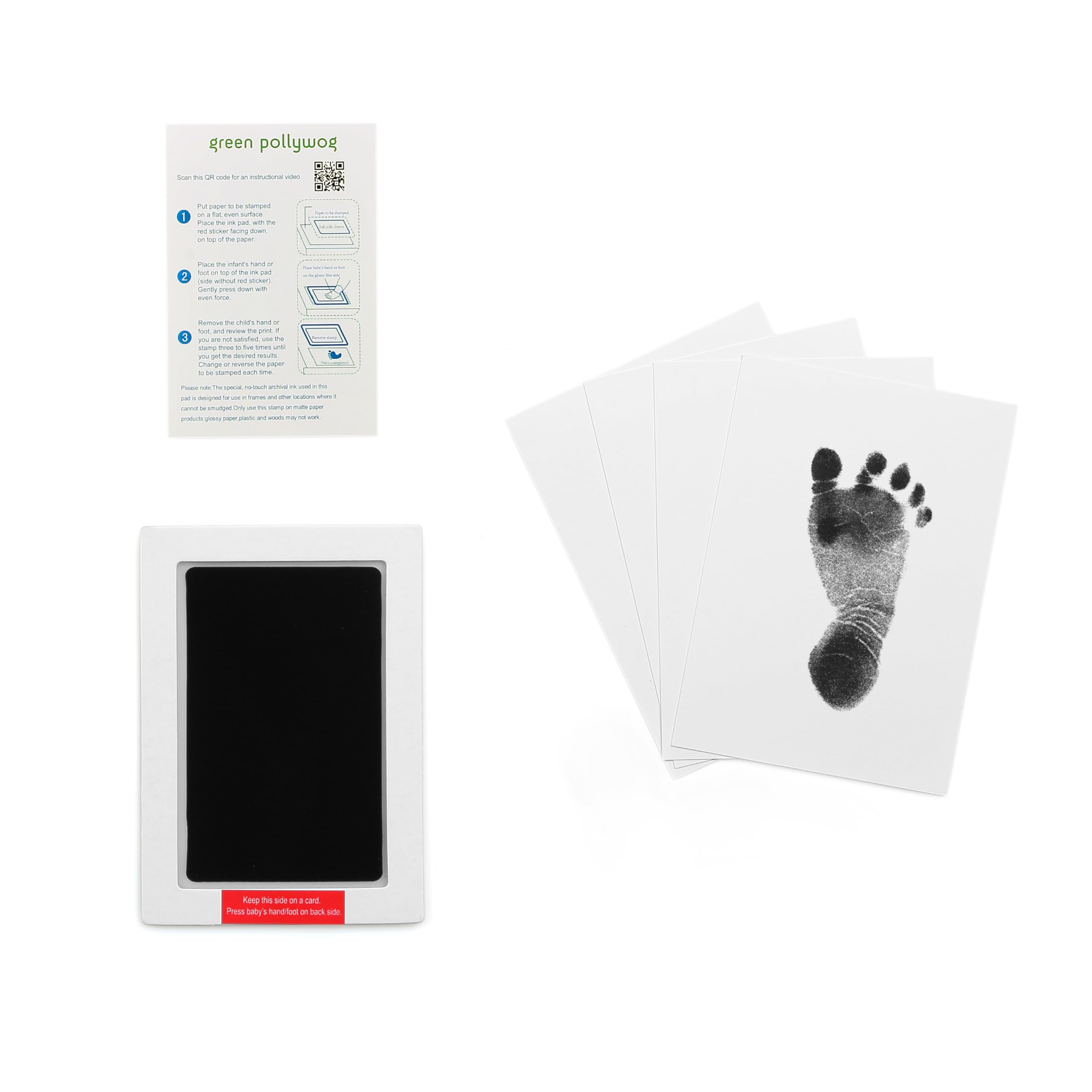 Eco-Friendly Green Pollywog Clean Touch Inkless Pad | Non-Toxic, Extra-Large Baby Handprint & Footprint Kit | Safe Inkless Print for Newborns & Pets | Perfect for Baby Memory Books, Nursery Decor & Dog Paw Print Keepsakes