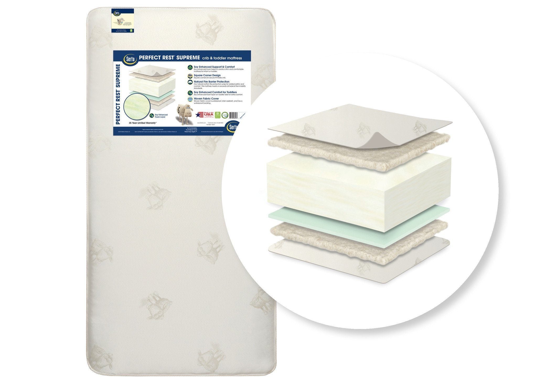 Serta Perfect Rest Supreme Crib Mattress for Toddlers - Firm Support for Safe Infant Sleep - Ideal for Nursery, Daycare & Travel Cribs