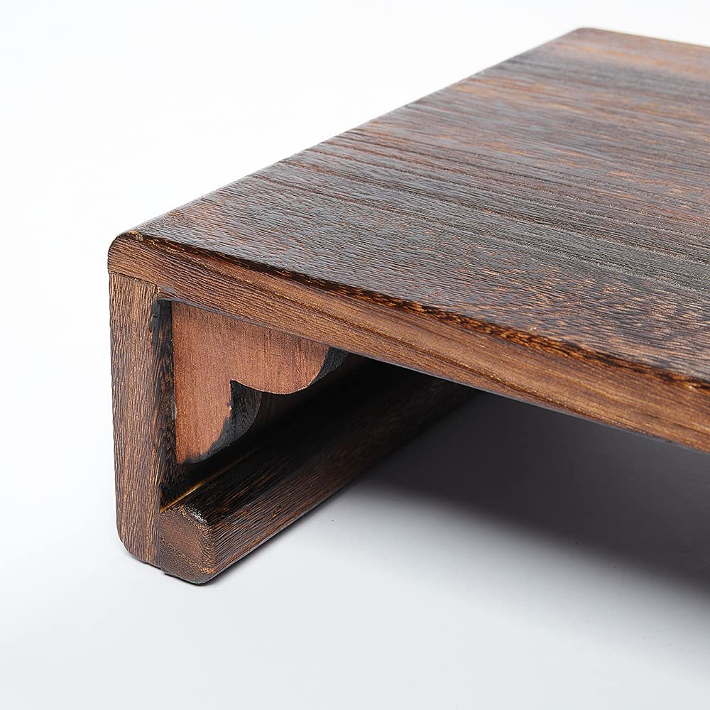 **Low Wood Stool - Rectangular Bed Step Stool with Large Surface | Step Ladder for Kitchen & Bathroom | Foot Rest Stool for Under Desk | Portable Bed Table for Laptop & Tea - Perfect for Home, Office & Relaxation**