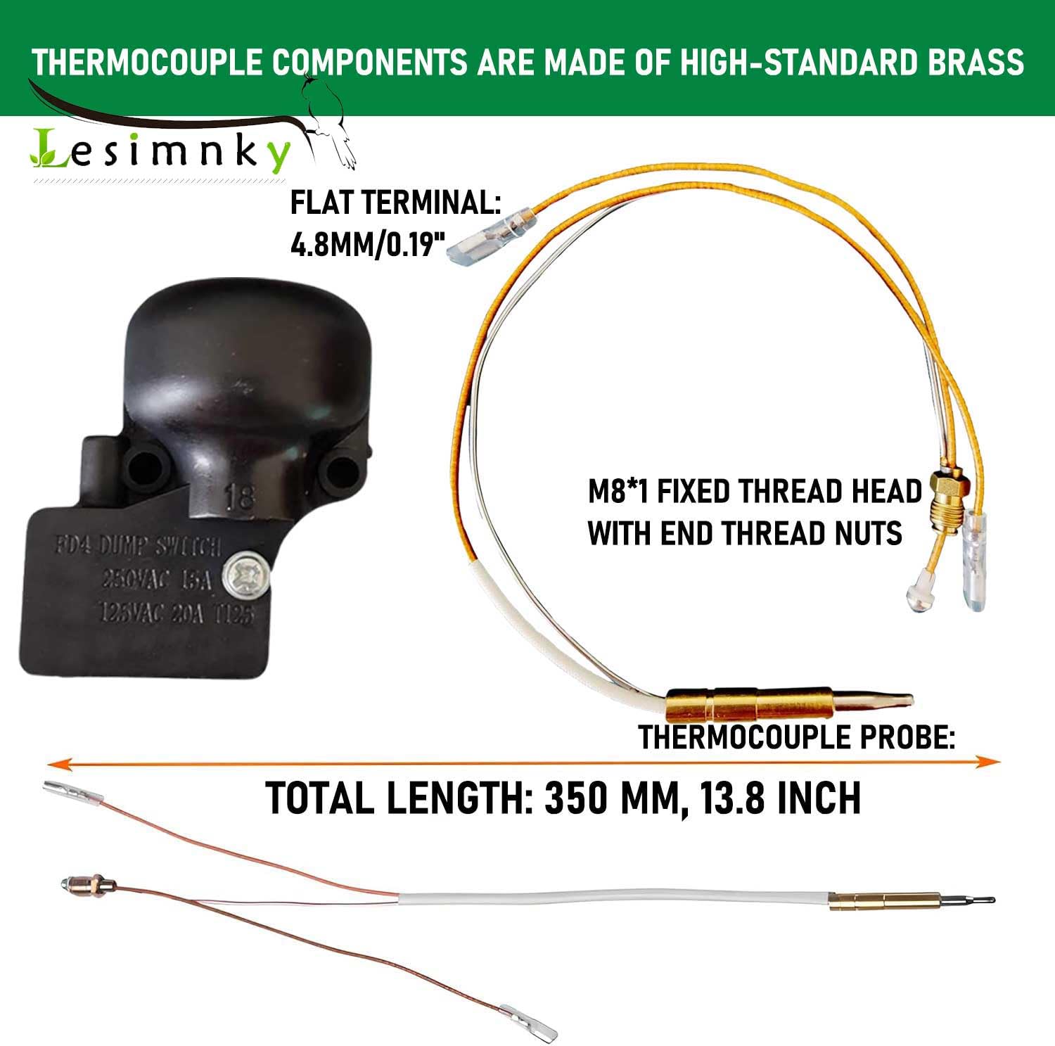 Outdoor Heater Replacement Parts - 2 Pack Thermocouple & Anti-Tilt Switch Kit for Gas Patio Heaters | Durable Safety Repair Accessories | Perfect for Backyard, Deck & Outdoor Dining Areas