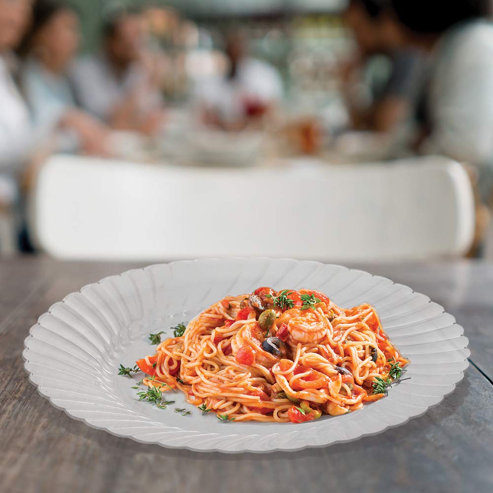 WNA RSCW91512 Clear 9 Inch Plastic Plates - Classicware Dinner Plates, Pack of 12 (Case of 15 Packs) - Perfect for Parties, Picnics & Everyday Dining