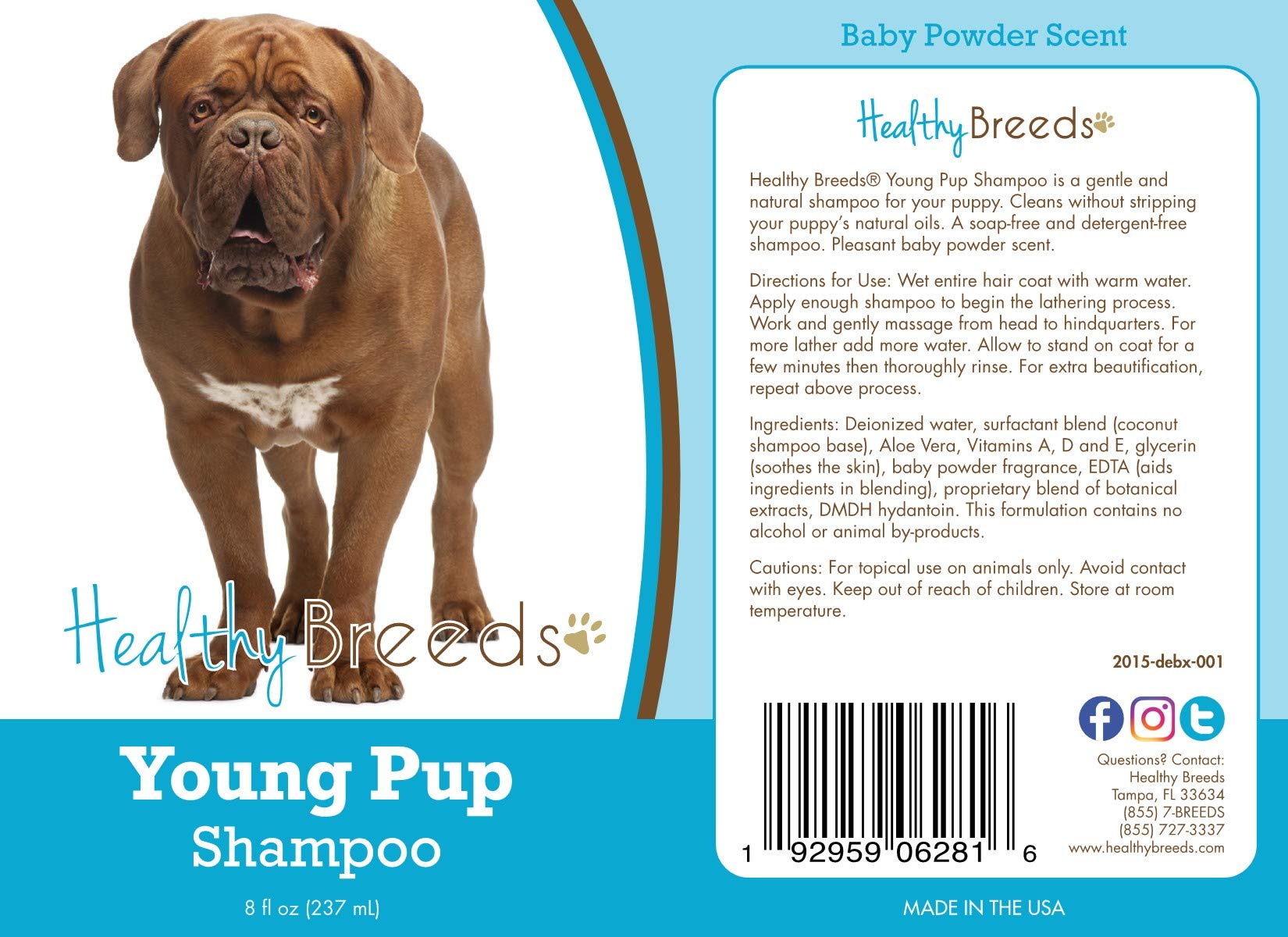 Healthy Breeds Dogue de Bordeaux Puppy Shampoo for Sensitive Skin - 8 oz Gentle Tear-Free Formula - Perfect for Bathing & Grooming Young Dogs