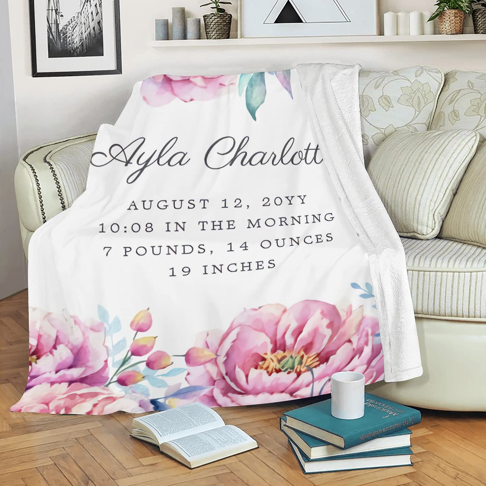 Personalized Baby Blanket with Name - Custom Embroidered Baby Blankets for Boys & Girls | Super Soft Newborn Blanket | Perfect Baby Shower Gift & Nursery Decor | Ideal for Cuddling, Swaddling & Photo Props