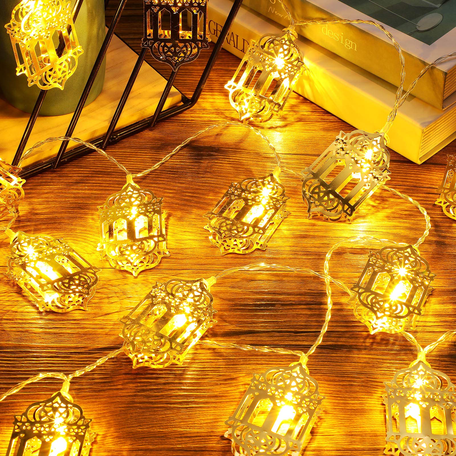 20 LED Eid Mubarak String Lights - Battery Powered Ramadan Moon Lantern Decorations for Home & Outdoor - Perfect for Eid al-Fitr, Ramadan Nights, and Islamic Festival Celebrations