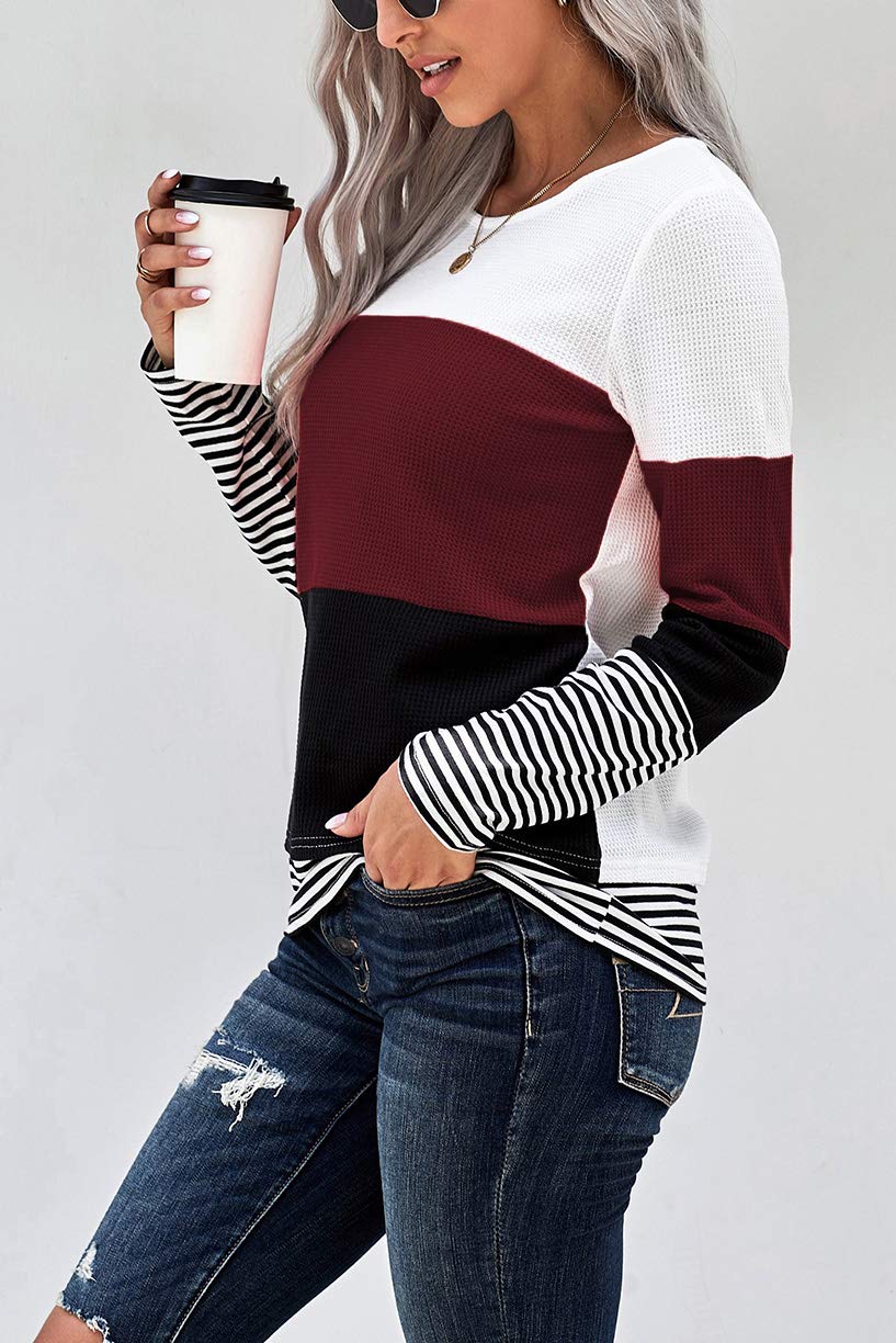 Trendy Women's Long Sleeve Color Block T-Shirts - Stylish Casual Tops for Everyday Wear | Perfect for Work, Outings & Layering Outfits