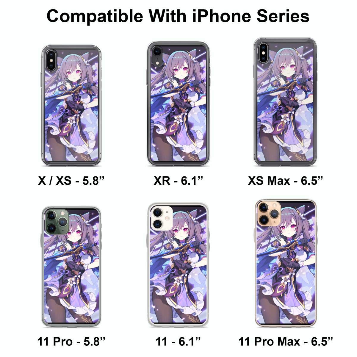Genshin Impact Keqing Character Phone Case for iPhone 15 14 13 12 11 X Xs XR 8 7 6 6s Plus Pro Max - Clear Transparent Protective Cover - Perfect for Gaming Fans & Anime Lovers