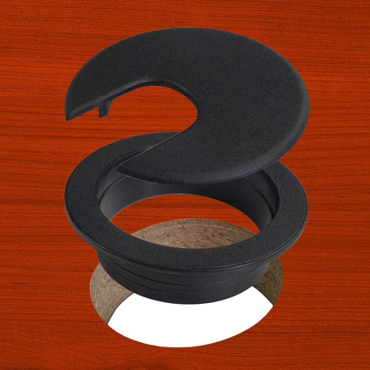 2 Inch Black Plastic Desk Grommet Covers - Pack of 10 for Wire and Cable Management on Office Computer Desks | Perfect for Home Office, Workstation, and Conference Room Organization