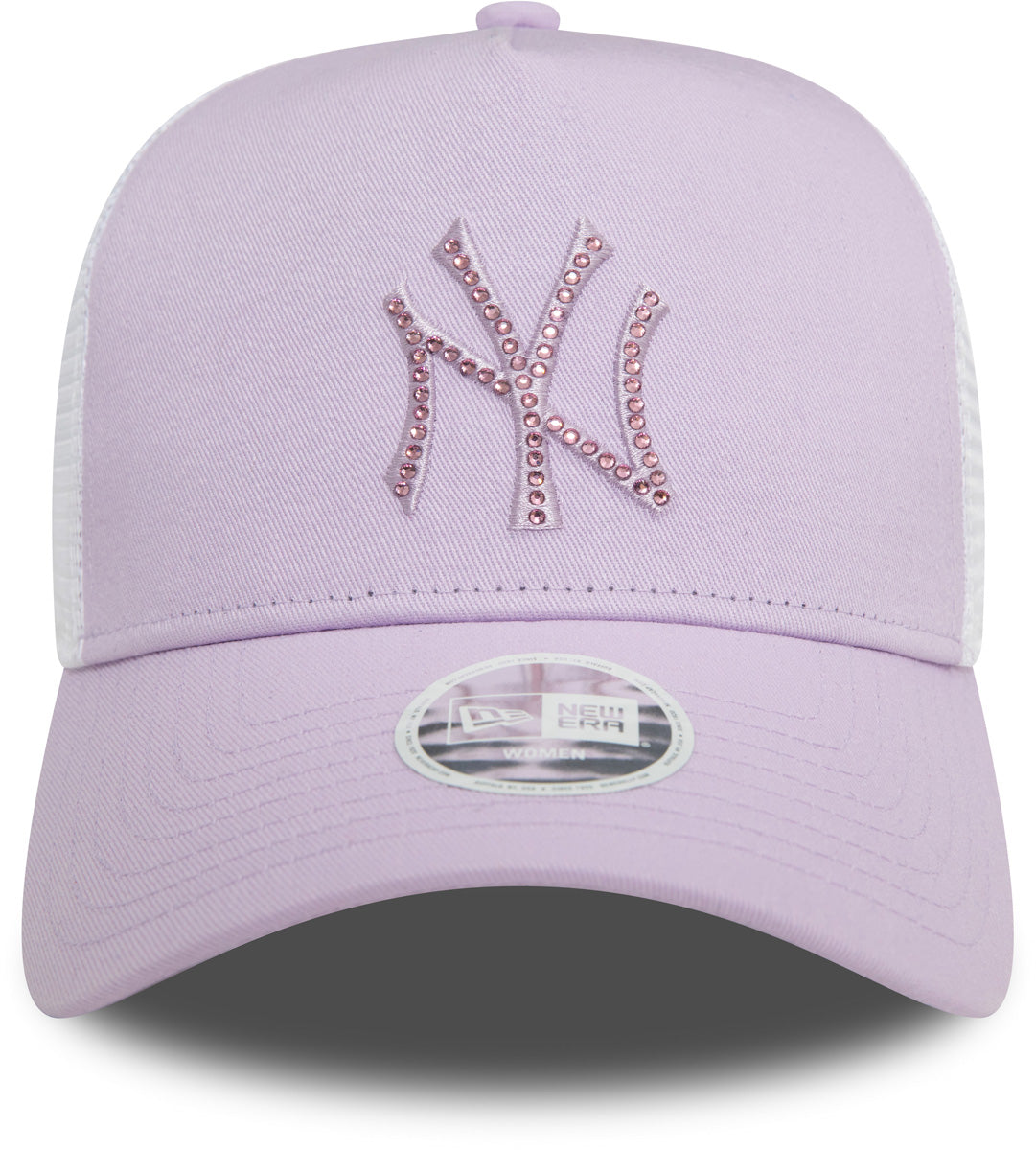 New York Yankees Women's New Era MLB Rhinestone Lilac Trucker Cap - Stylish Baseball Hat for Fans, Fashion & Outdoor Activities