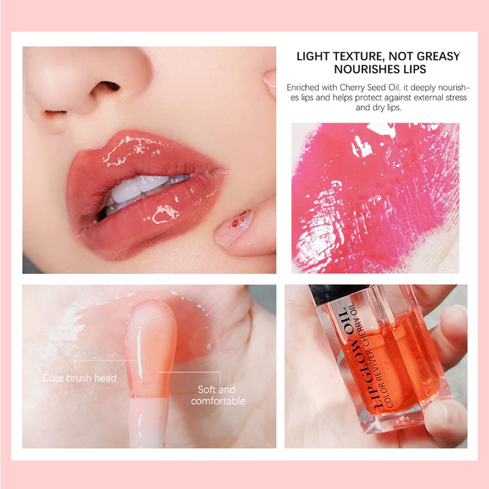 **Plumping Lip Oil with Hydrating Gloss & Tinted Balm – Long-Lasting Nourishing Lip Care, Non-Sticky Glitter Shine Primer (Rosewood) – Perfect for Daily Moisture & Nighttime Lip Treatment**