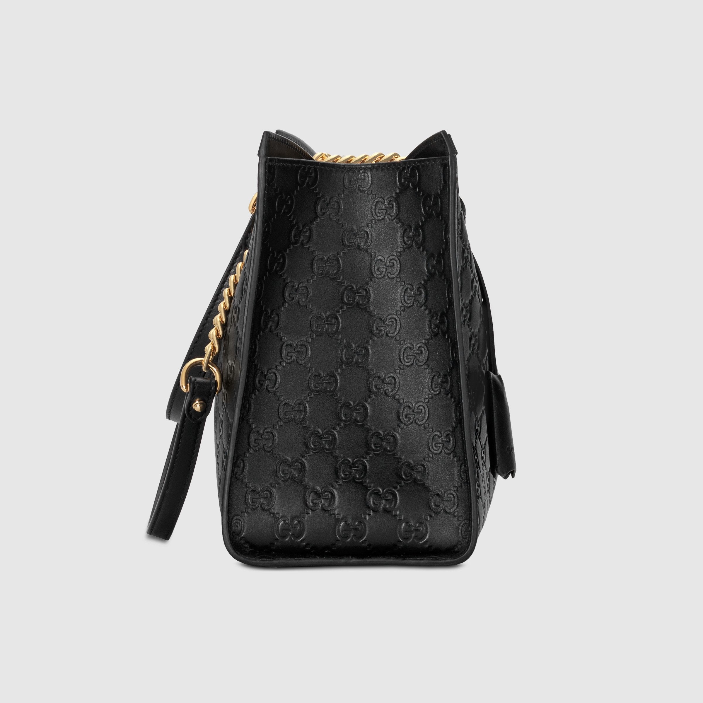 Gucci Padlock Signature Medium Soft Leather Shoulder Bag for Women - Black Luxury Handbag for Work, Travel & Everyday Use