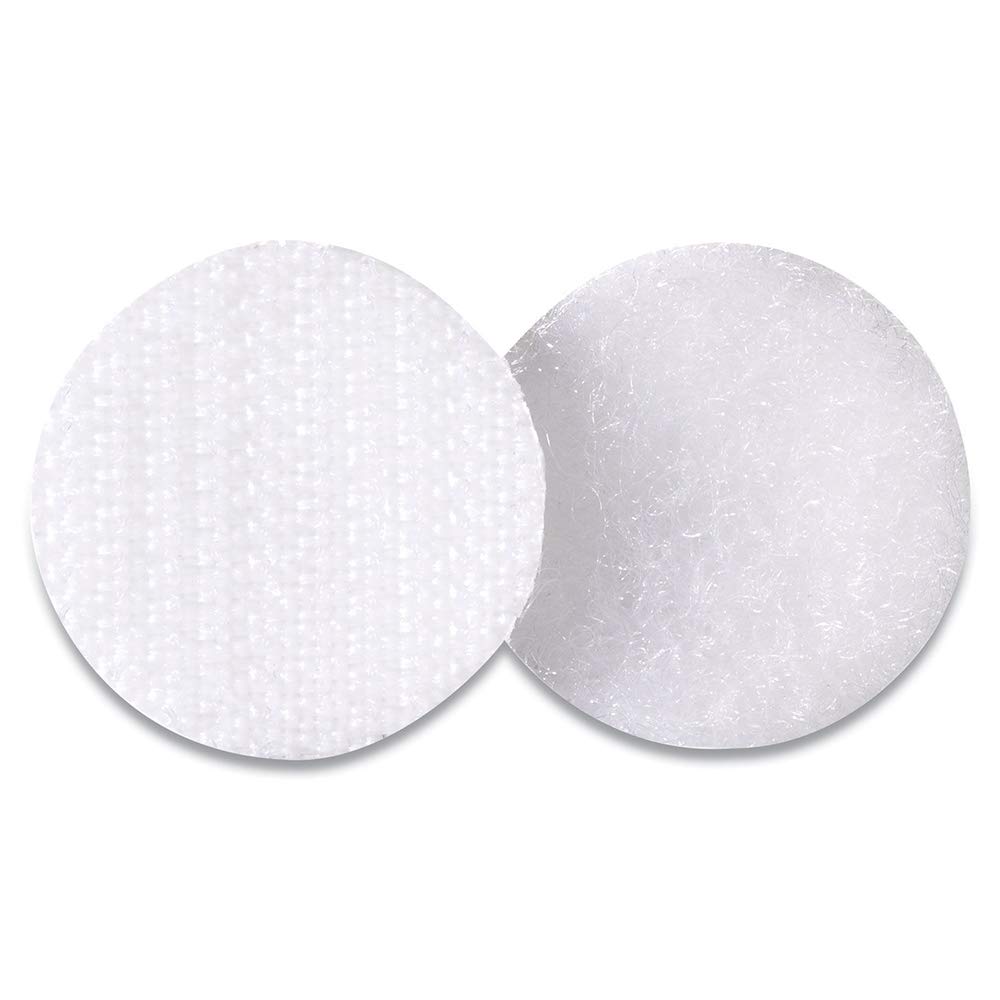 Velcro Hook and Loop Fasteners with Dispenser - 5/8 Inch White Sticky-Back Dots - 75 Sets per Pack (2 Packs, 150 Total) - Ideal for Organizing Cables, DIY Crafts, and Home Office Use