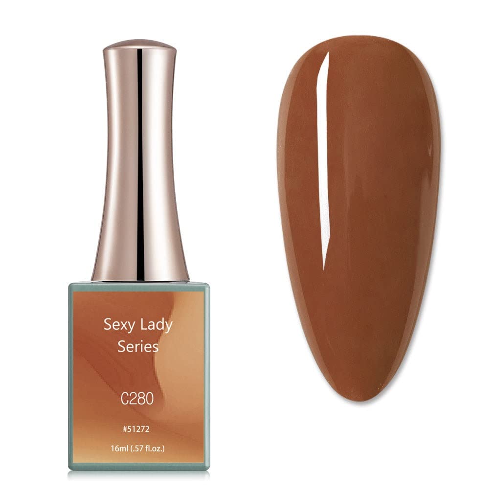 CANNI 16ml Brown Red Series Gel Nail Polish - Shining Color Soak Off UV Gel Varnish, Long Lasting & Chip Resistant, Requires UV/LED Light to Cure (C280) - Perfect for Salon, Home Manicure & Nail Art Designs